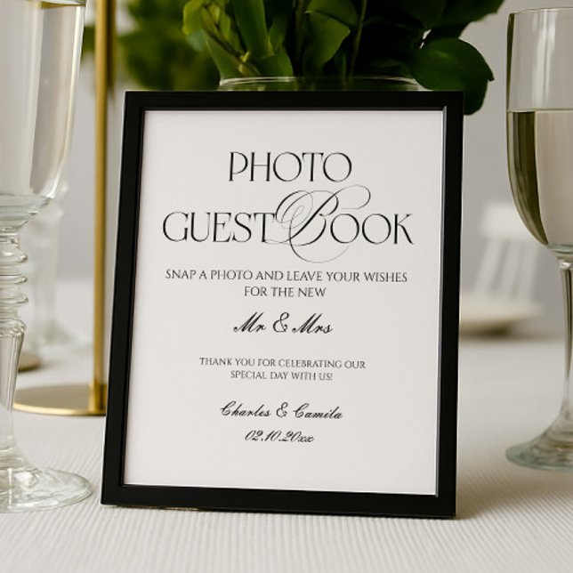 Black and White Wedding Photo Guest Book Poster (Créateur téléchargé)