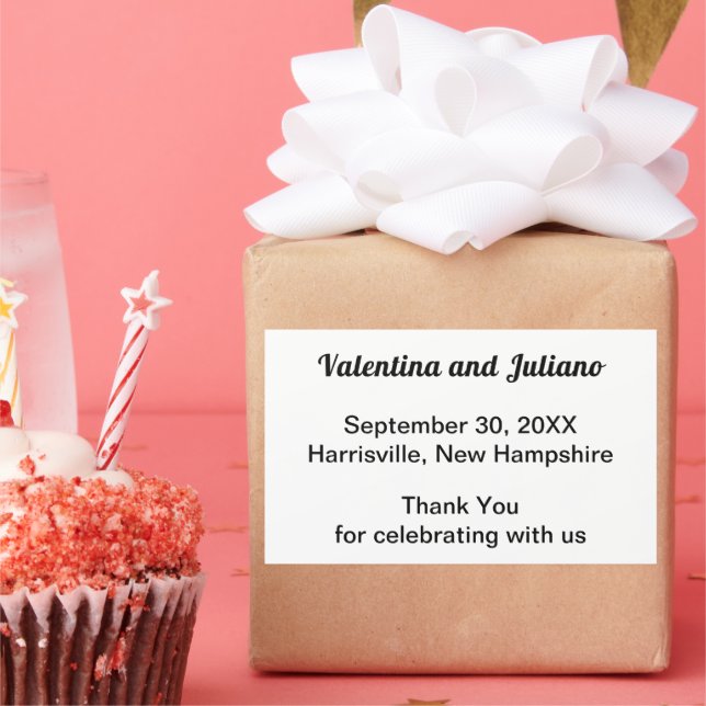 Black and White Wedding Rectangle Favor Sticker (Fête)