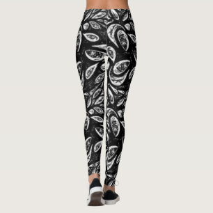 "Black and White Wild Swirls" Leggings de Yoga Pan