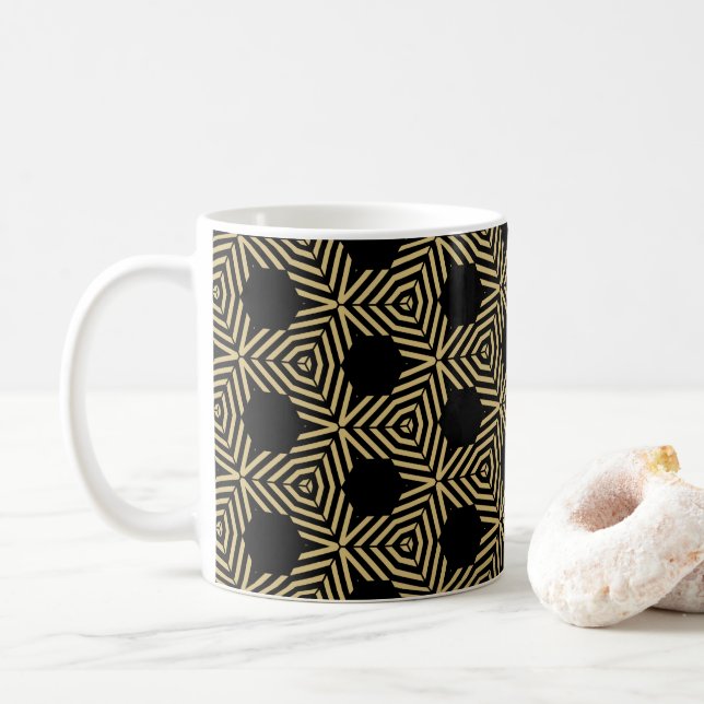 Black and Yellow geometric design coffee mug (Avec donut)