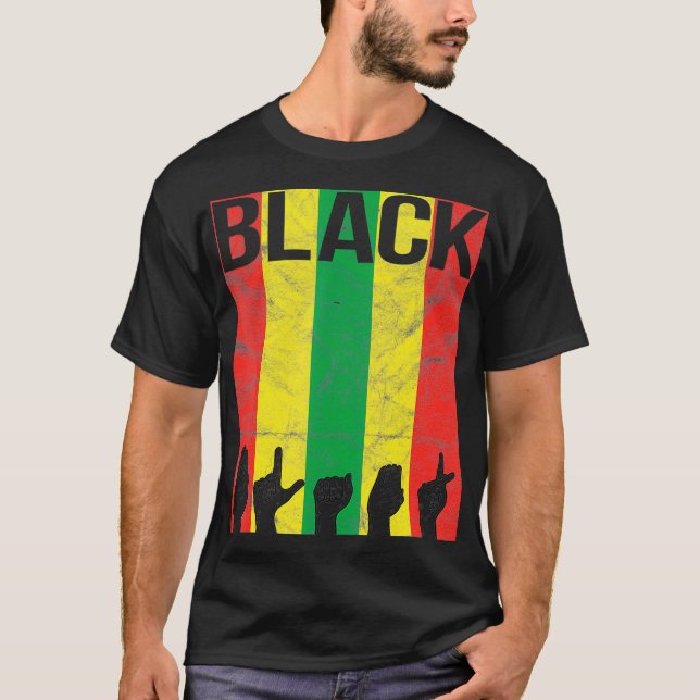 Black ASL Sign Language Black History T-shirt Retr (Devant)