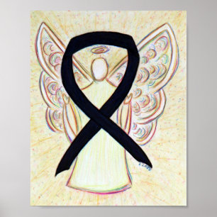 Black Awareness Ribbon Angel Poster Art Imprimer