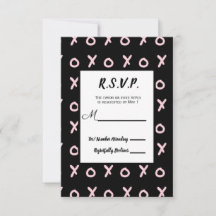 Black & Baby Pink X O XO XO Réponse RSVP tendance