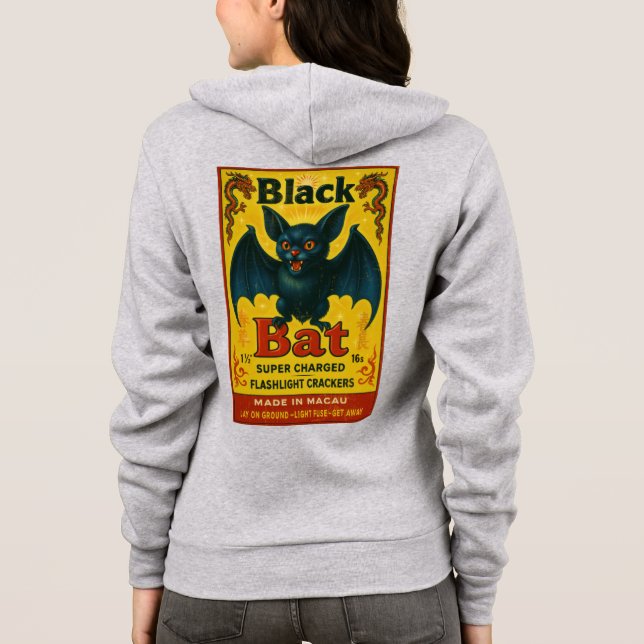 Black Bat Vintage Firecracker Label Sweat à capuch (Dos)