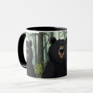 Black Bear Forest Mug – Cute Wildlife Coffee Cup G