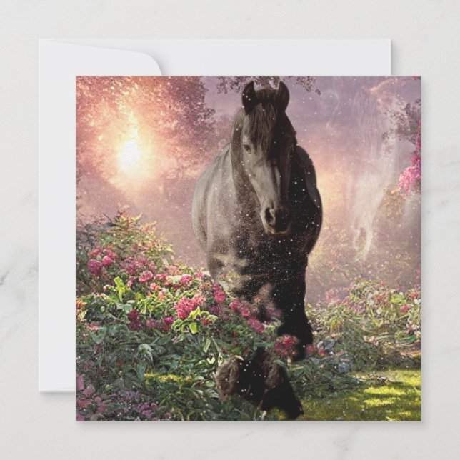 Black Beauty Friesian Horse - Carte de voeux (Devant)