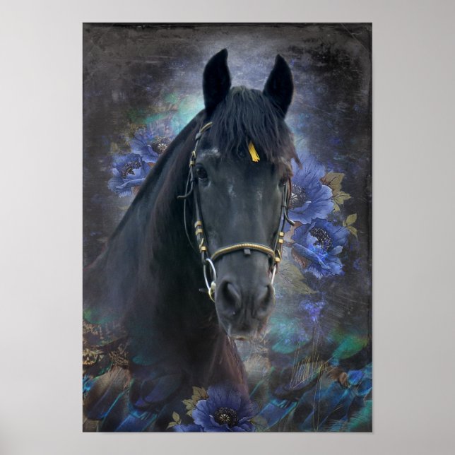 Black Beauty Friesian Horse - Poster (Devant)