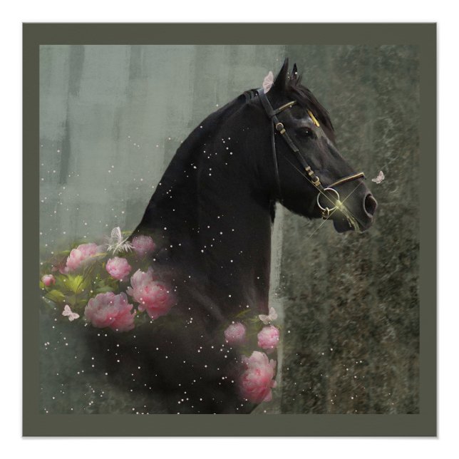 Black Beauty Friesian Horse - Poster (Devant)