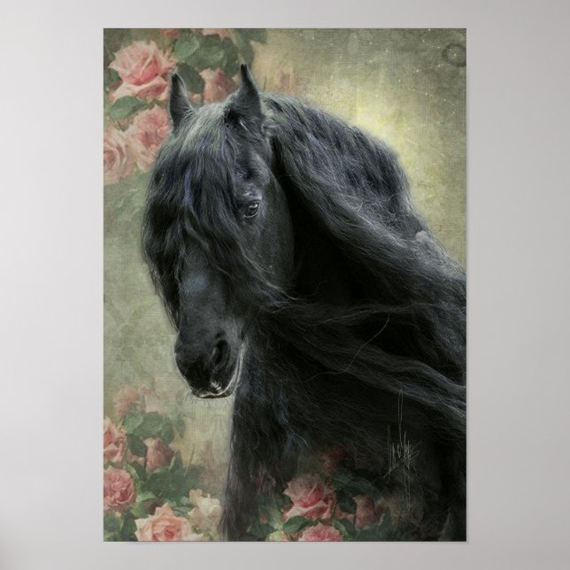 Black Beauty Friesian Horse - Poster (Devant)