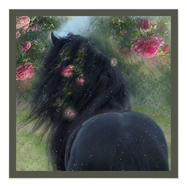 Black Beauty Friesian Horse - Poster (Devant)