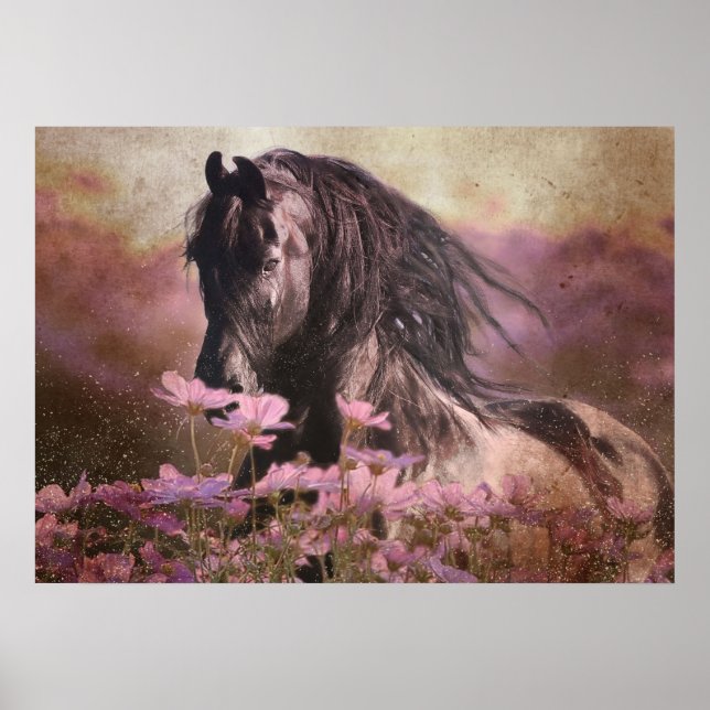 Black Beauty Friesian Horse - Poster (Devant)