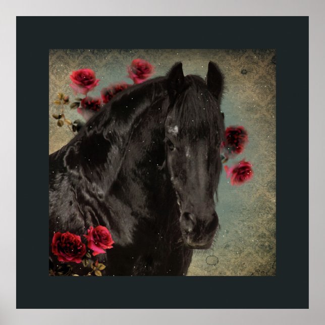 Black Beauty Friesian Horse - Poster (Devant)