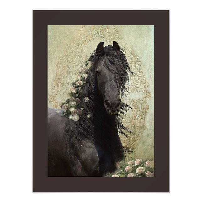 Black Beauty Friesian Horse - Poster (Devant)
