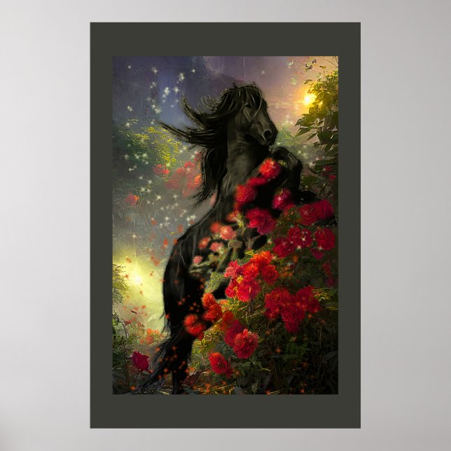 Black Beauty Friesian Horse - Poster (Devant)