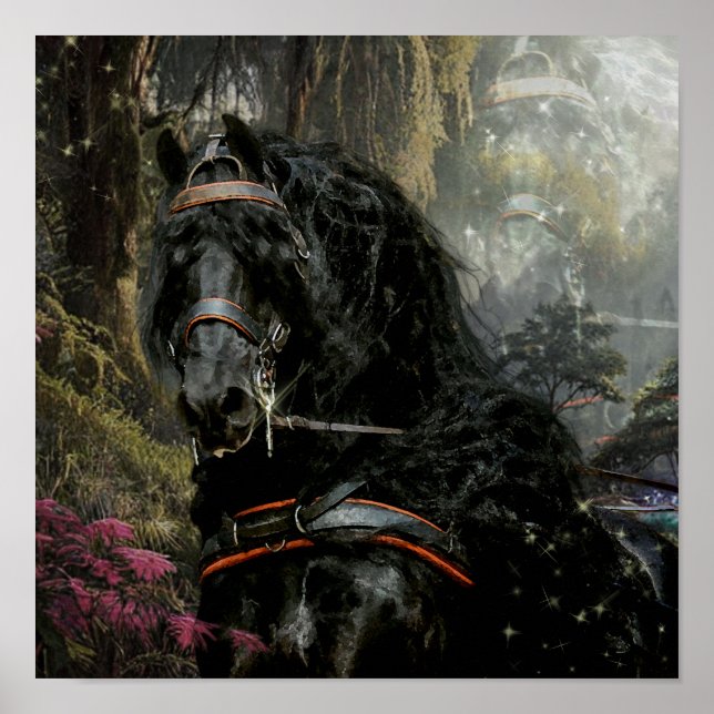 Black Beauty Friesian Horse - Poster (Devant)