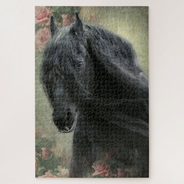 Black Beauty Friesian Horse - Puzzle (Vertical)