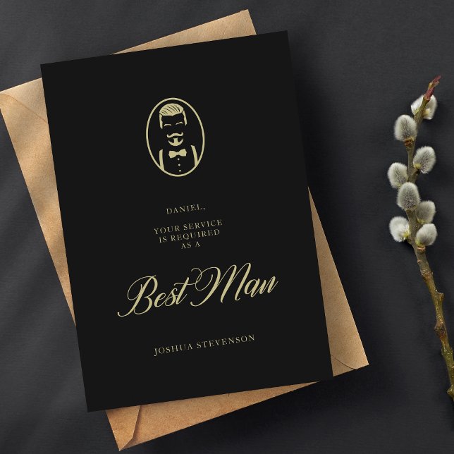 Black Best Man Silhouette Simple Mariage Propositi (Créateur téléchargé)