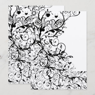 Black Birds & Swirls Faire-part de mariage #31g