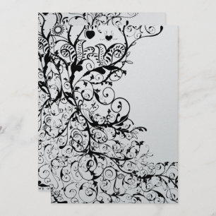 Black Birds & Swirls Faire-part de mariage #31g
