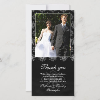 Black + blanc flocons de neige mariage merci photo