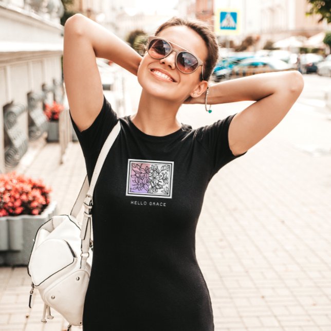 Black Blanc Minimaliste Hello Grace T-shirt (Créateur téléchargé)