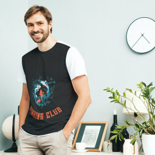 Black Blue Moving Fishers Fishing Club T-Shirt