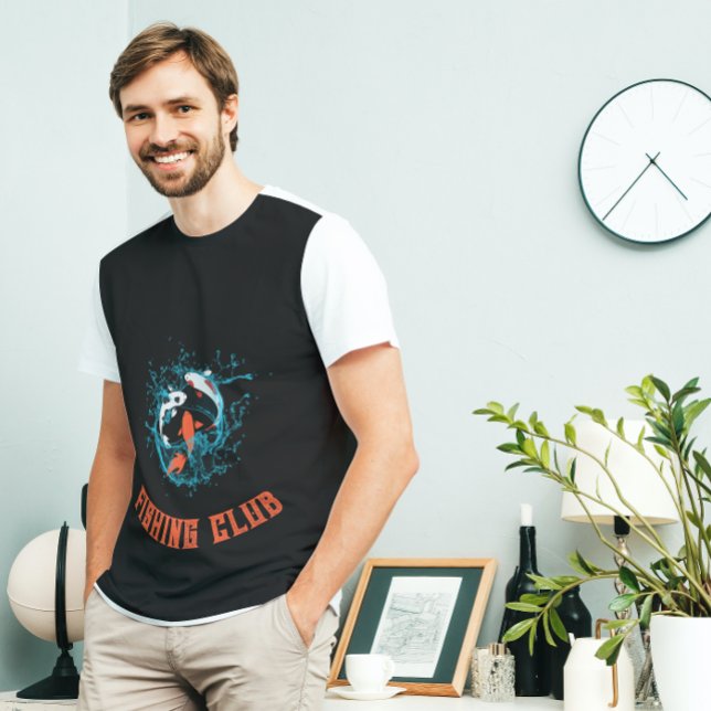 Black Blue Moving Fishers Fishing Club T-Shirt (Créateur téléchargé)