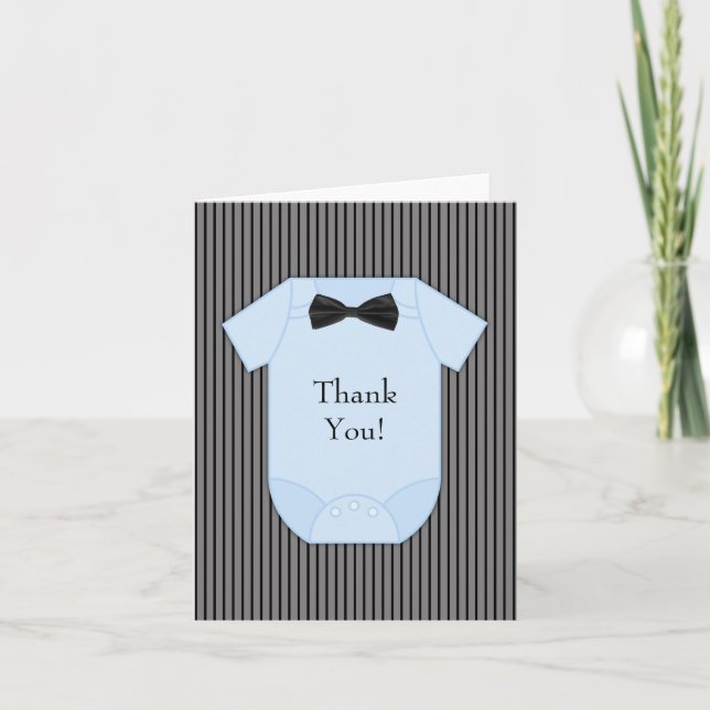 Black Blue Pinstripe Baby Boy Merci Cartes (Devant)