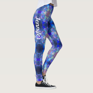 Black Blue Star Personnalisé Nom Leggings Vitrage