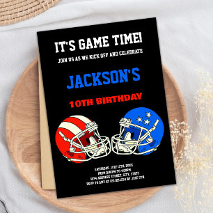 Black Blue vs Red Football Invitations d'anniversa