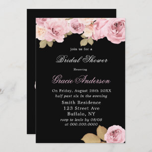 Black Blush Rose Roses nuptiale Invitation de douc