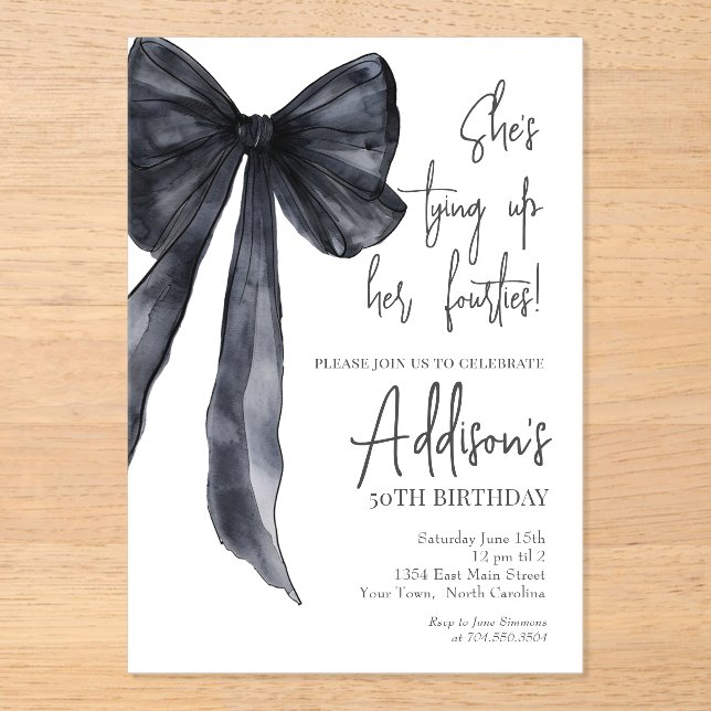 black bow 50th Birthday Party Invitation (Recto)