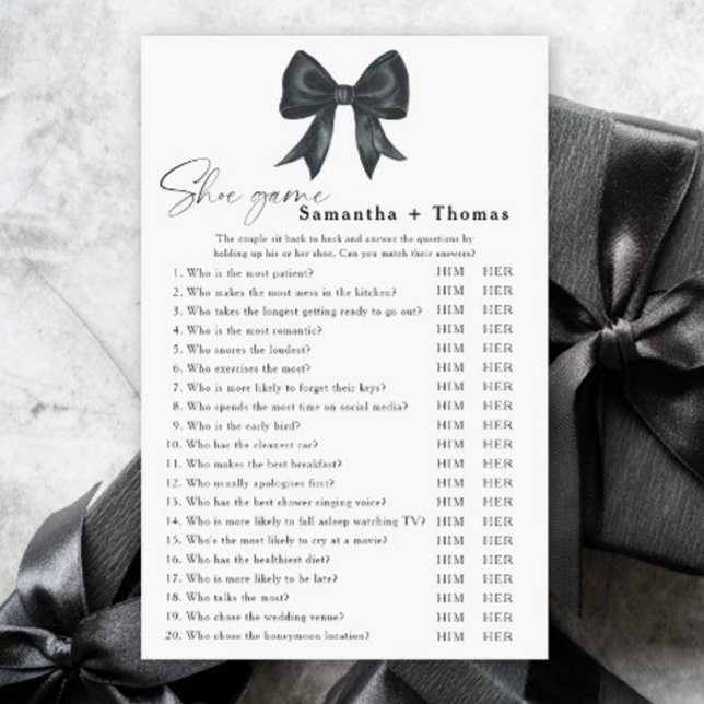 Black bow bridal shower Shoe game (Créateur téléchargé)