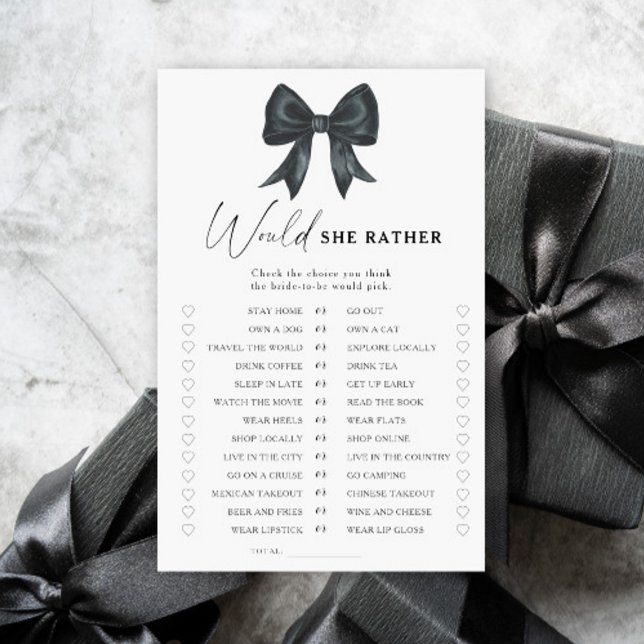 Black Bow bridal shower Would she rather game (Créateur téléchargé)