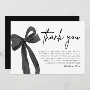 Black Bow Elle noue le noeud Carte de remerciement