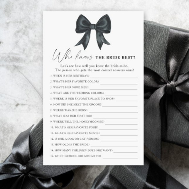 Black Bow Fête des mariées Qui connaît le mieux la (Créateur téléchargé)