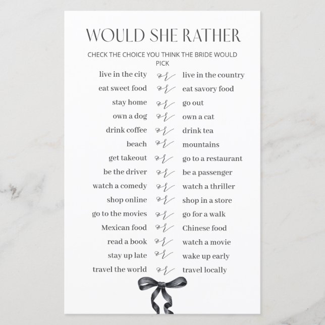 Black Bow Fête des mariées Voudrait-Elle Plutôt Jo (Devant)