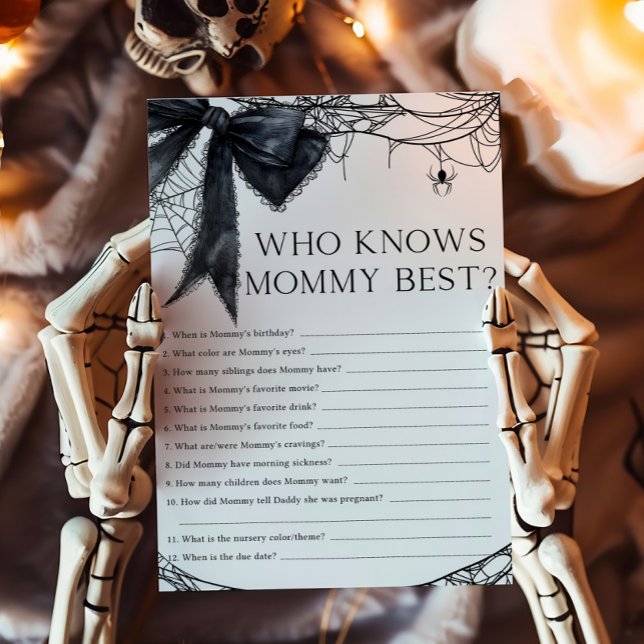 Black Bow Gothique Little Boo Qui Connaît le Mieux (Black Bow Gothic Little Boo Baby Shower Who Knows Mommy Best Game)