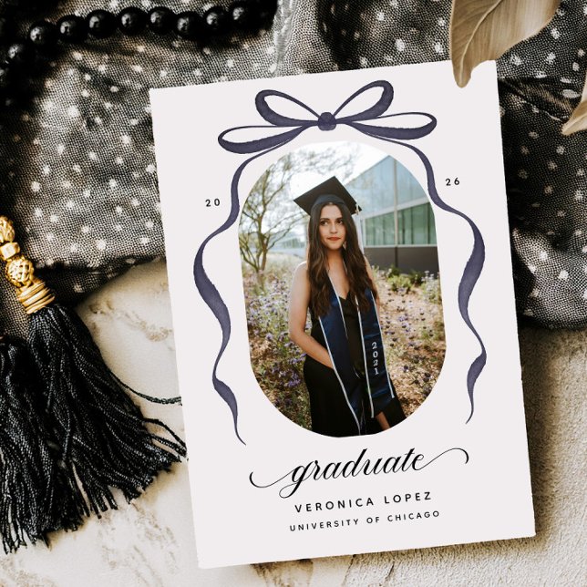 Black Bow Graduation Open House Party Invitation (Créateur téléchargé)