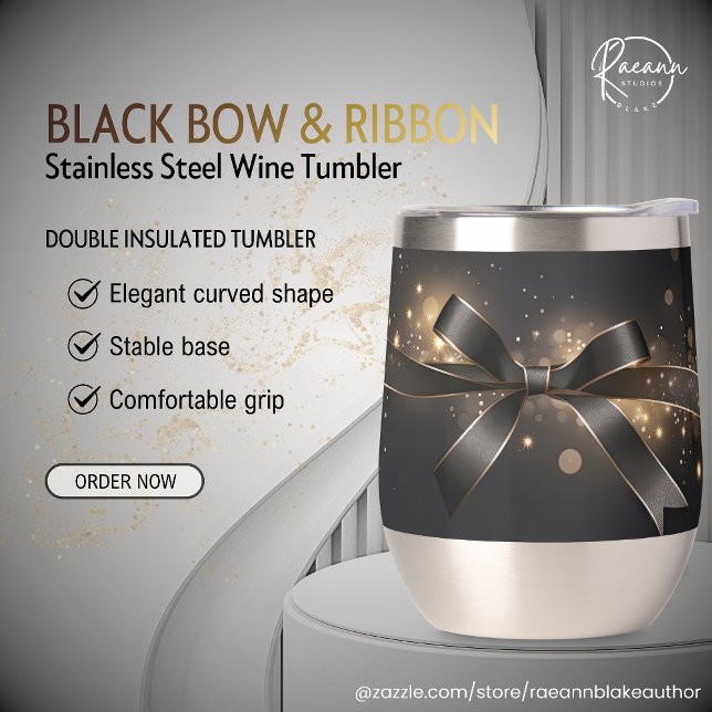 Black Bow & Ribbon Stainless Wine Tumbler (Créateur téléchargé)