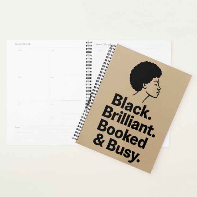 Black. Brilliant. Booked & Busy - Daily Planner (Devant avec enveloppe)