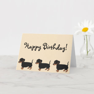 Black Brown Dachshunds Creme joyeuse carte d'anniv