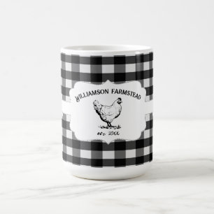 Black Buffalo Plaid Farm Poulet Café Mug