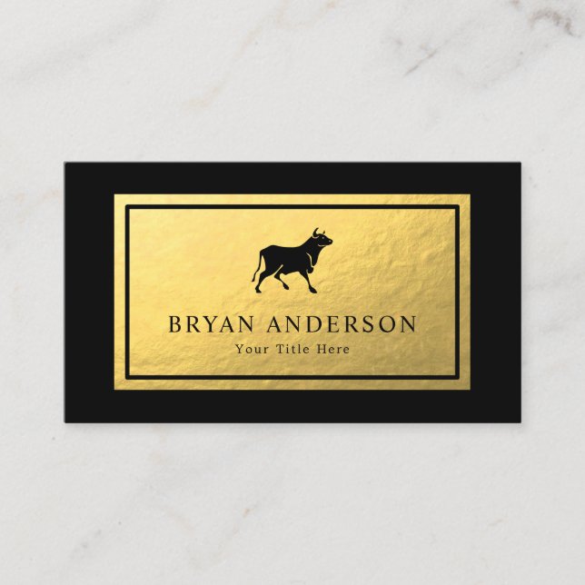 Black Bull - Faux Gold Foil Carte de visite (Devant)