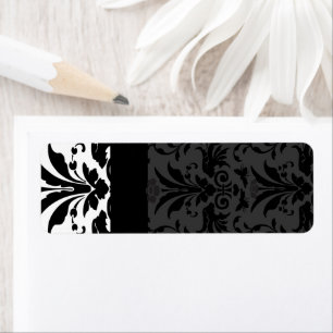 Black Bumble Bee Damask Étiquettes de adresse -