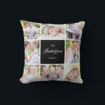 Black | Carré Famille Photo Collage Coussin<br><div class="desc">Affichez les meilleurs souvenirs de votre famille avec ce coussin de huit photos moderne et élégant. Personnalisez avec vos photos préférées. Ce sera également parfait pour comme collage photo mariage et collage photo bébé.</div>