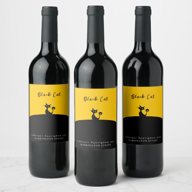 Black Cat Art Custom Wine Étiquettes (Bouteilles)