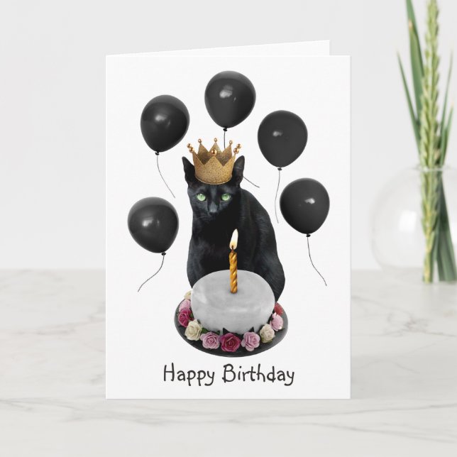 Black Cat Black Balloons carte d'anniversaire (Devant)