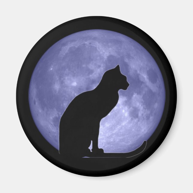 Black Cat Blue Moon Frigidaire aimant (Devant)