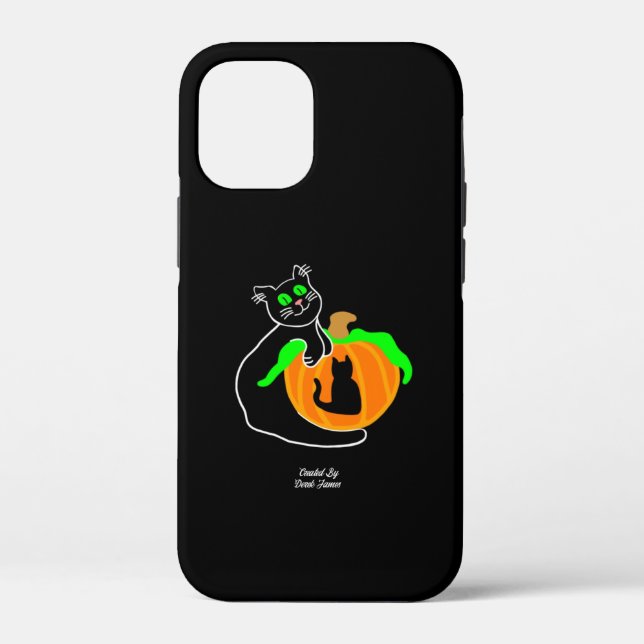 Black Cat Citrouille Apple iPhone 12 Mini Coque (Verso)